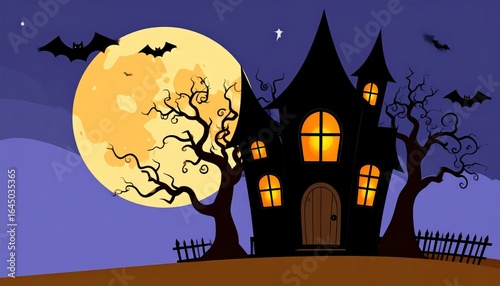 Haunted house illustration halloween night