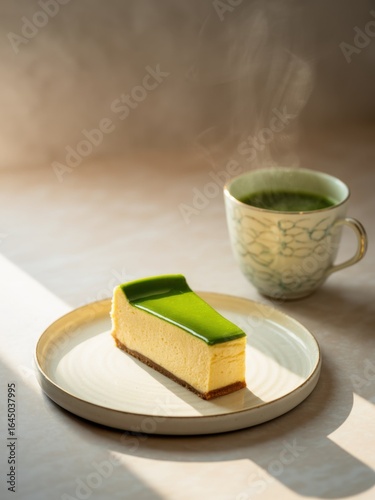 Matcha Cheesecake and Tea: A Moment of Serenity