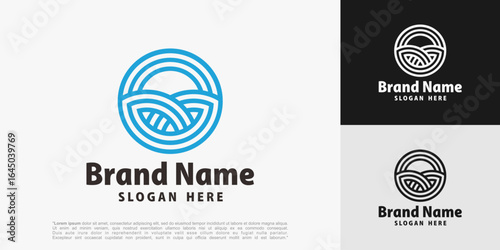 abstract leaf line logo design, vector illustration