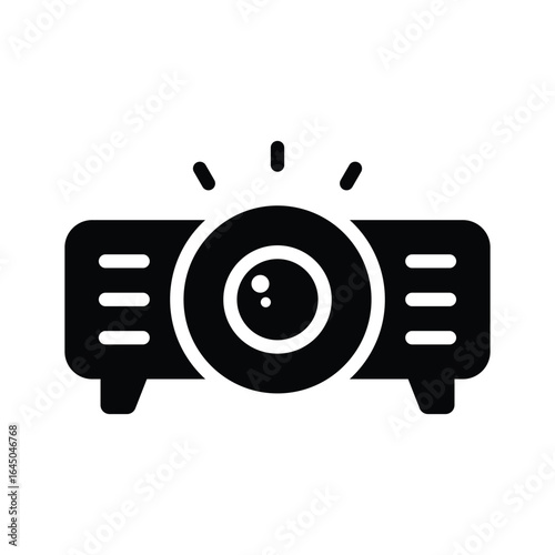 A solid style icon depicting digital event projector