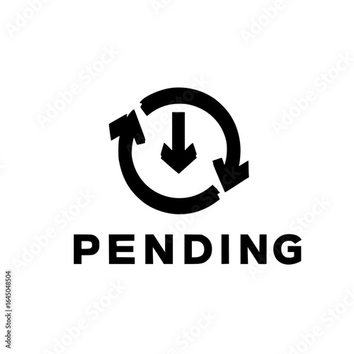 Circular arrow with pending text symbol representing loading status waiting or process in progress