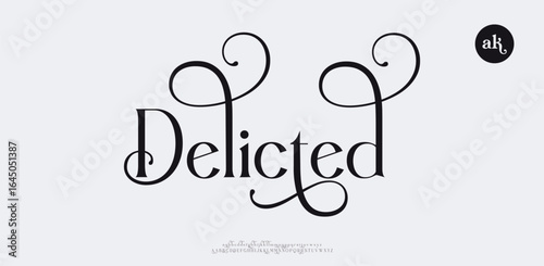 Delicted  luxury minimal lettering fonts decorative wedding vintage retro logos. vector illustration