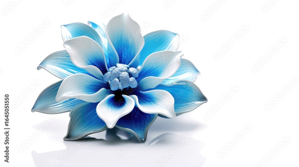 Fototapeta premium Blue Daisy Flower on White Background, Close-Up, Isolated Bloom