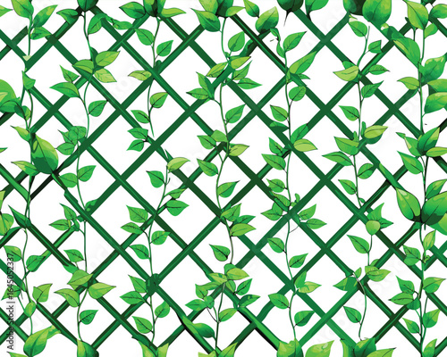 Vibrant green geometric trellis pattern