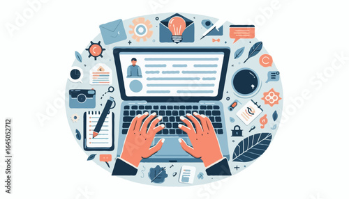 Flat vector illustration of a copywriter 