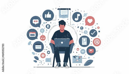 Flat vector illustration of a social media manager