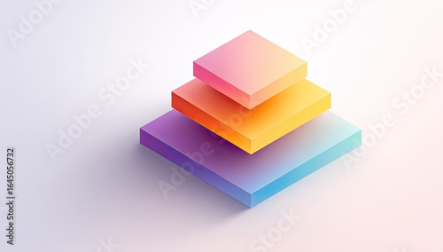 Multi-colored, stacked square blocks