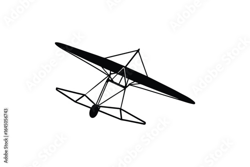 Hang Glider Ascending A Striking Silhouette of Flight and Freedom Against a Clean White Background silhouette