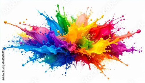 colorful splashes on white background