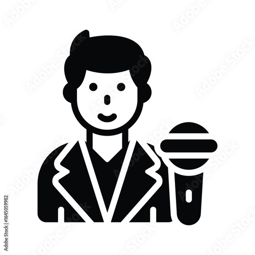 A glyph icon showing singer performing at event