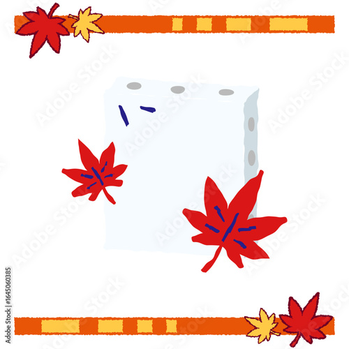 Painting Canvas with Red Maple Leaves Illustration