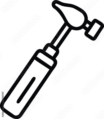 Thin line otoscope ear examination tool silhouette isolated on white background