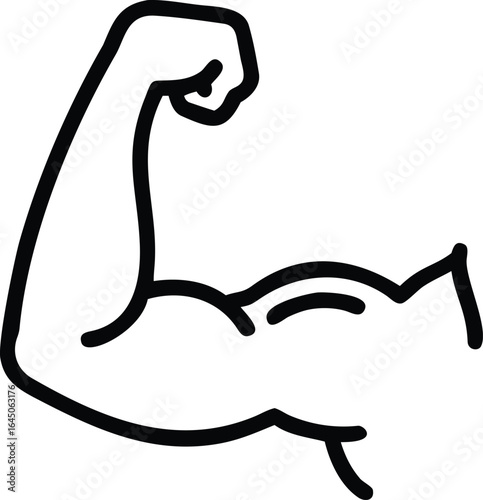 Thin line muscle arm anatomy icon silhouette isolated on white background