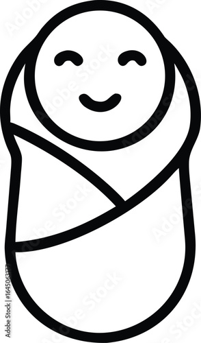 Thin line newborn baby swaddle icon silhouette isolated on white background