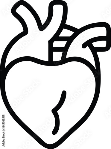 Thin line heart transplant organ icon silhouette isolated on white background