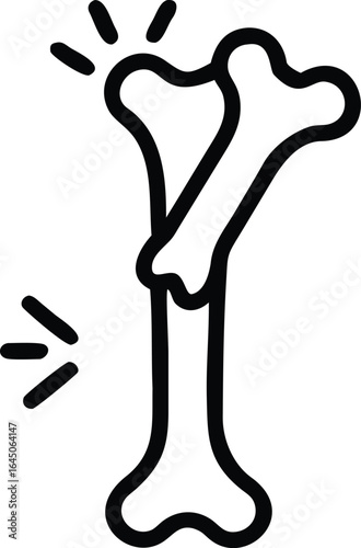 Thin line bone fracture x ray icon silhouette isolated on white background