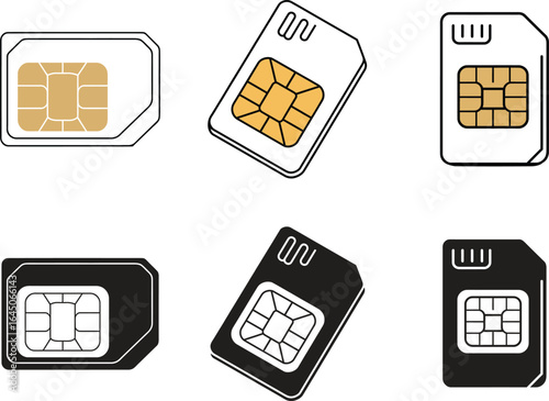 Collection of various sim cards for mobile phones and devices