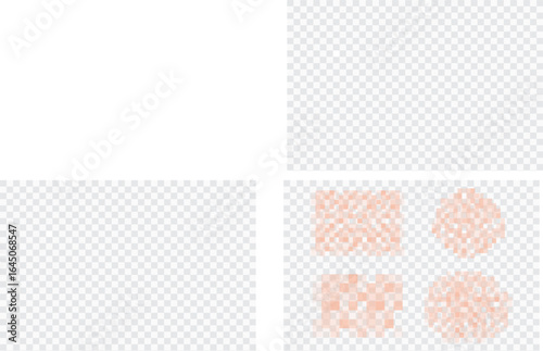 Set Pixel censor blur mosaic nude blurry signs elements on transparent background. Pixelated effect texture bar. Privacy square content. 