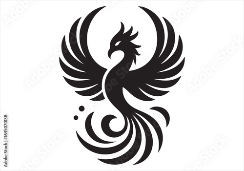 Stylized Phoenix Bird Silhouette – Mythical Firebird Vector Logo Design
