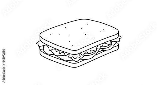 Classic sandwich in black and white minimalist line art style