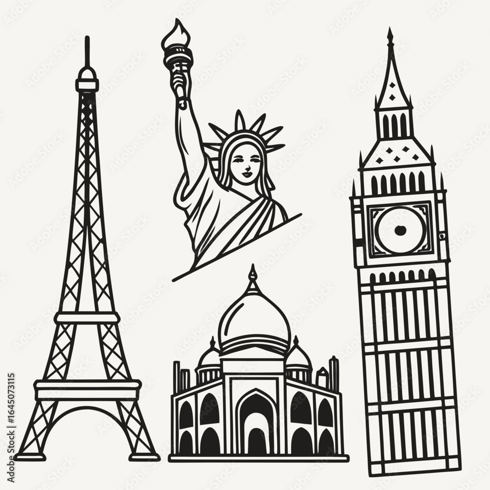 Obraz premium A stylized Eiffel Tower silhouette vector illustration