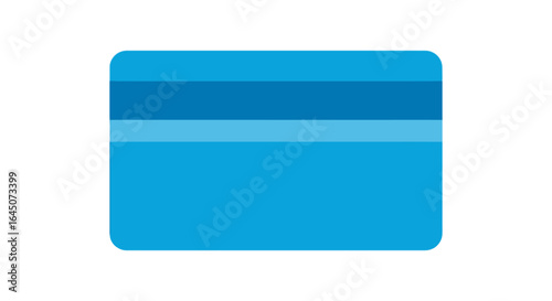 Blue credit card back vector icon with a magnetic stripe, representing secure financial transactions and e-commerce payment methods