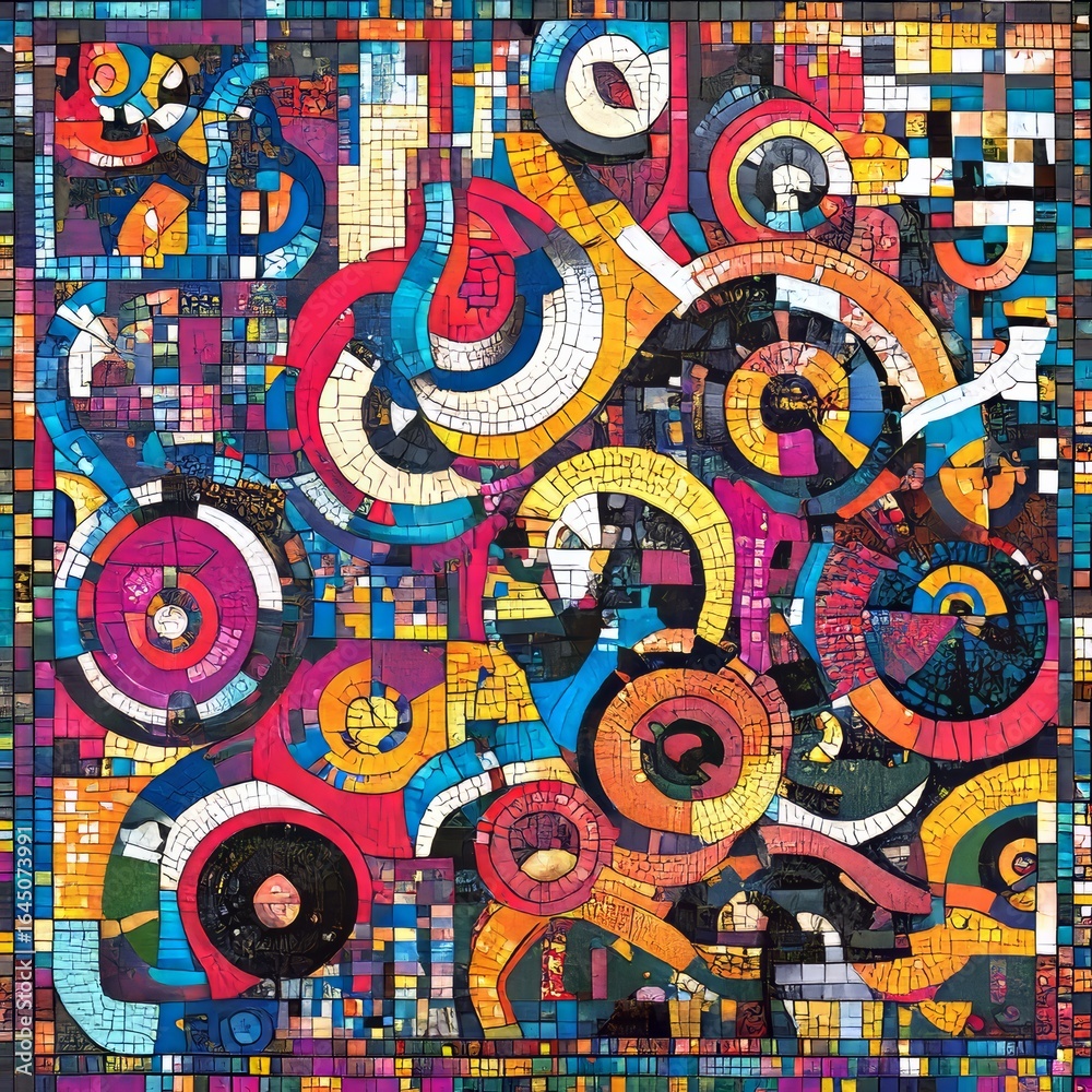 Transcendent Mosaic II A complex mosaic of abstract symbols merging into a unified design intricate and symbolic Transcendent Mosaic II A complex mosaic of abstract symbols merging into a unified design intricate and symbolic