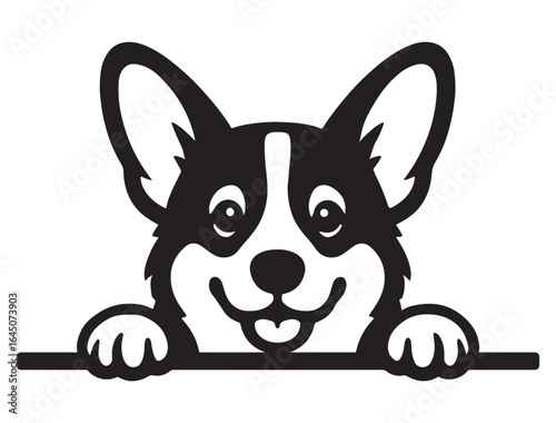 PEEKING WELSH CORGI SILHOUETTE