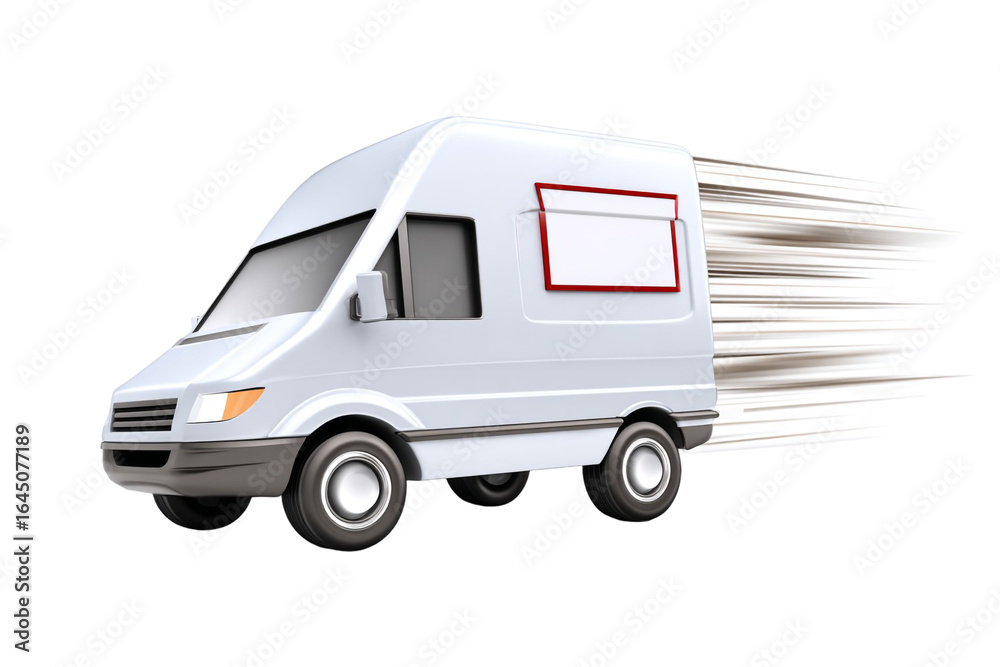 Naklejka premium White Delivery Van with Speed Lines Logistics Illustration