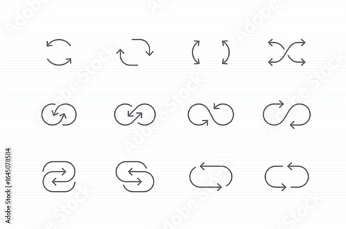 Exchange, infinity arrow icons. editable stroke vector illustration