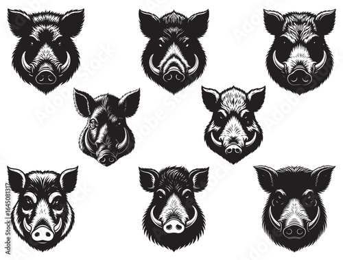 WILD BOAR FACE SILHOUETTE