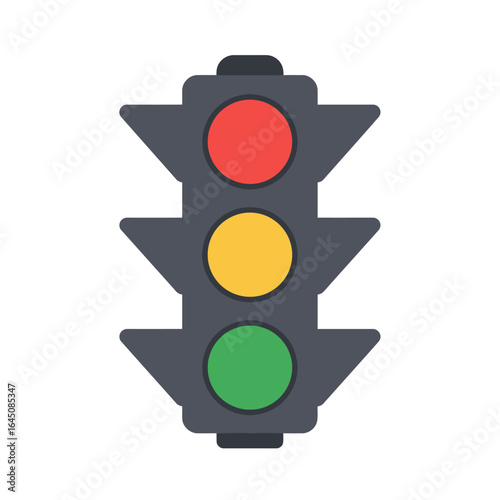 Isolated Traffic Light Illustration with Red Yellow and Green Lights on a White Background for Transportation and Safety Concepts and Graphic Design