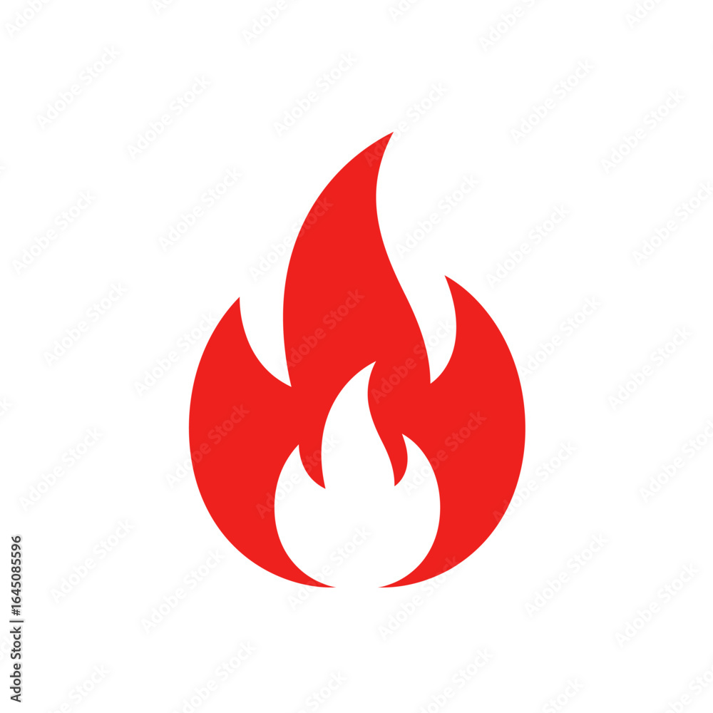 Vibrant Red Flame Icon on White Background Depicting Energy Passion and Heat in a Modern and Minimalist Style Vibrant Red Flame Icon on White Background Depicting Energy Passion and Heat in a Modern and Minimalist Style