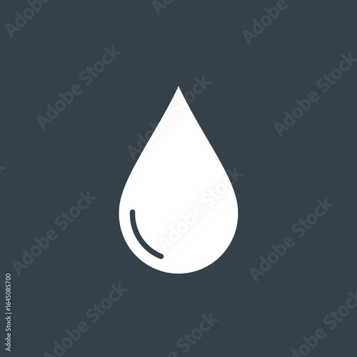 Simple White Water Drop Icon on Dark Background Representing Purity Cleanliness and Essential Fluids Suitable for Various Design and Informational Purposes