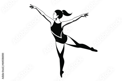 Black and white shows graceful ballet dancer in elegant pose 
