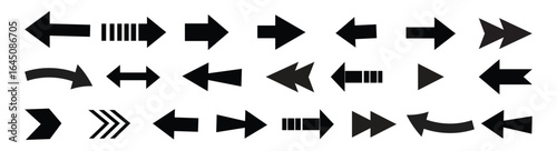 Arrows icon set. Collection different arrows sign. Modern simple arrows. Black direction pointer.