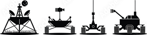 Collection of lunar rover vehicle designs for space exploration silhouette