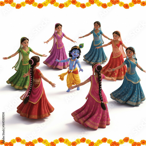 Krishna Raas Leela – Gopis Dancing in Vrindavan