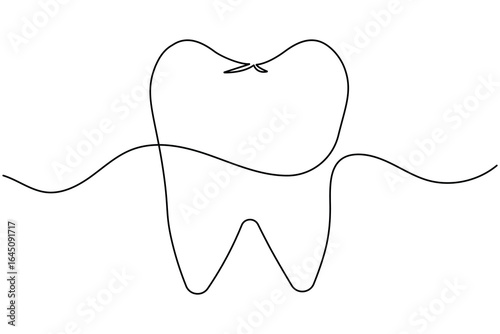 Tooth and teeth continuous one line drawing minimalist smile healthy dental  vector illustration