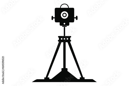 Isolated black level machine stands firmly on a white background in a simple design