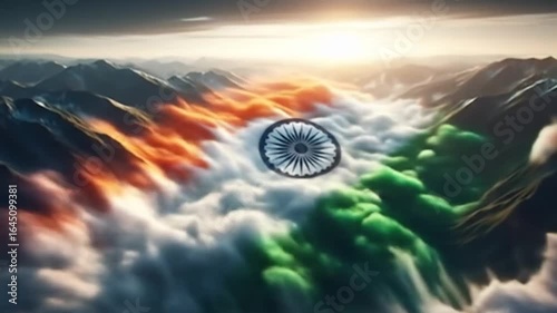 
Tricolour Indian flag with Ashok wheel background illustration, 15th August Indian Happy Independence Day poster design