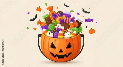 Halloween Candy Basket Illustration