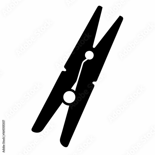 Isolated vector illustration of a black wooden clothespin on a white background