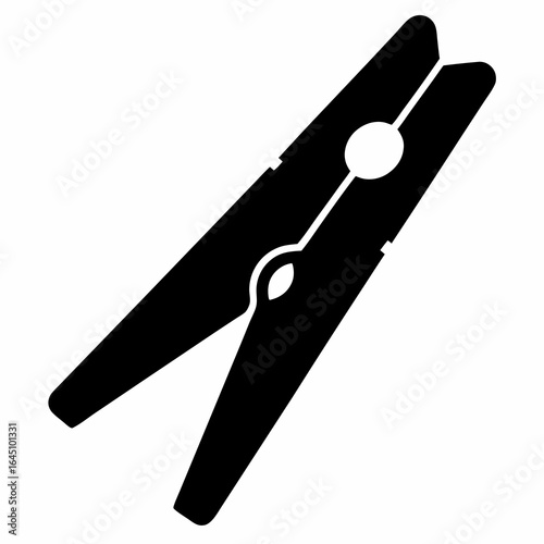 Silhouette of a traditional wooden clothespin laundry peg for hanging clothes