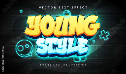 Young Style Editable Vector Text Effect Neon Glow