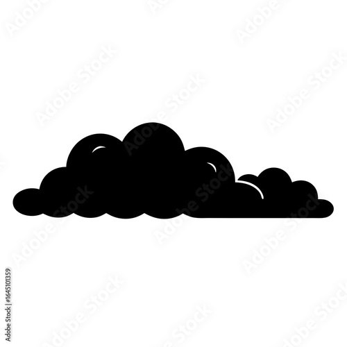 Silhouette of a cumulus cloud on a white background, simple illustration