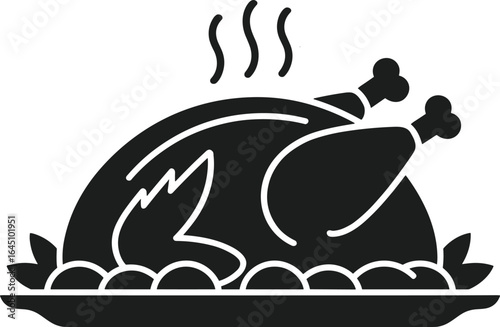 Hot Roast Turkey Silhouette Vector for Thanksgiving Feast