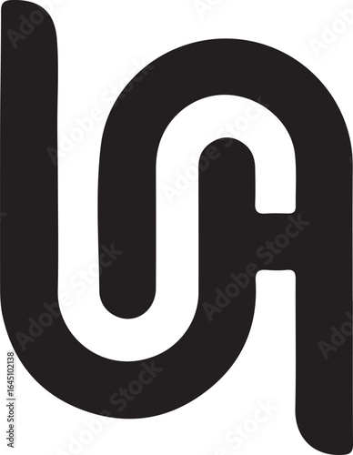 Bold Black Abstract Letter mark Logo Design with a Smooth Curving Shape and Negative Space graphic style vector illustration EPS file download
