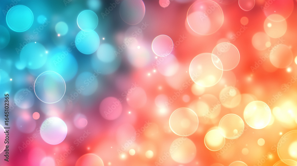 Obraz premium A beautiful abstract background of festive red, orange, and teal bokeh lights, a magical concept of celebration perfect for holiday or party themes