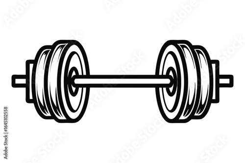 dumbbell shows two weight stacks connected by a bar, all in black outline